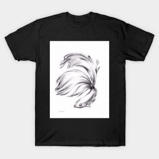 Betta - Charcoal pencil drawing of a Siamese Fighting Fish T-Shirt